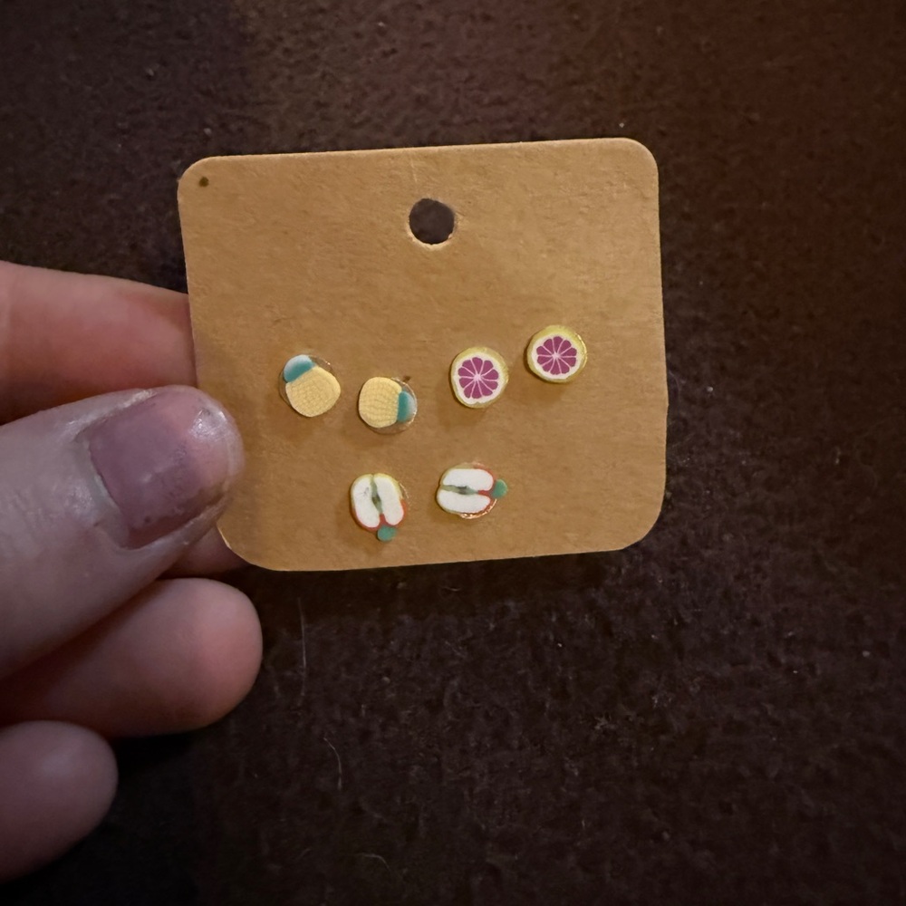 Fruit-Themed Stud Earrings Set